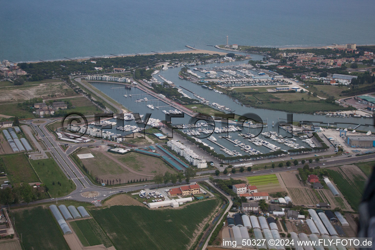 Jesolo in the state Metropolitanstadt Venedig, Italy from the drone perspective