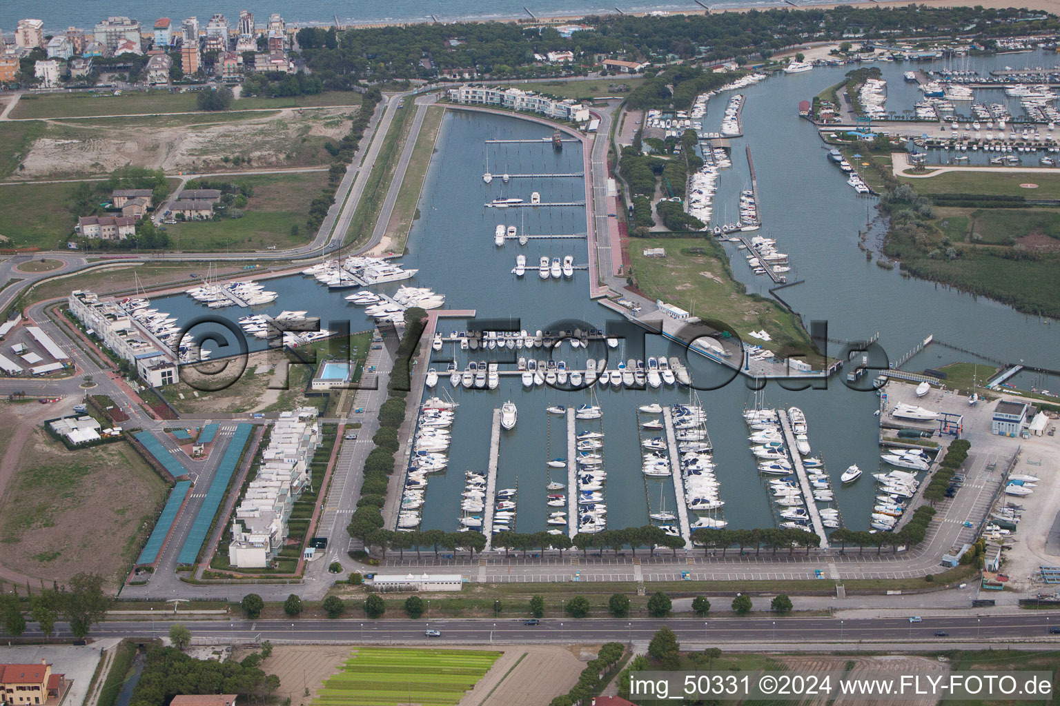 Aerial view of Jesolo in the state Metropolitanstadt Venedig, Italy