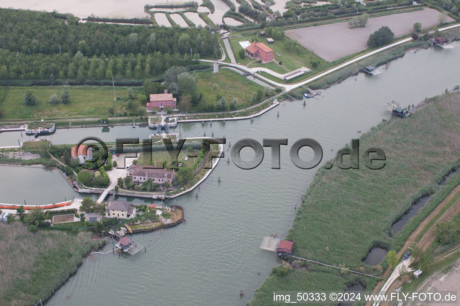 Oblique view of Jesolo in the state Metropolitanstadt Venedig, Italy