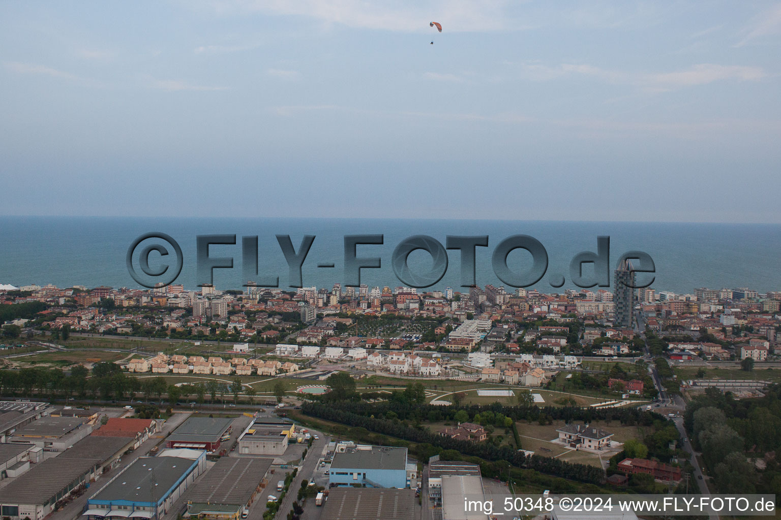 Lido di Jesolo in the state Metropolitanstadt Venedig, Italy from the plane