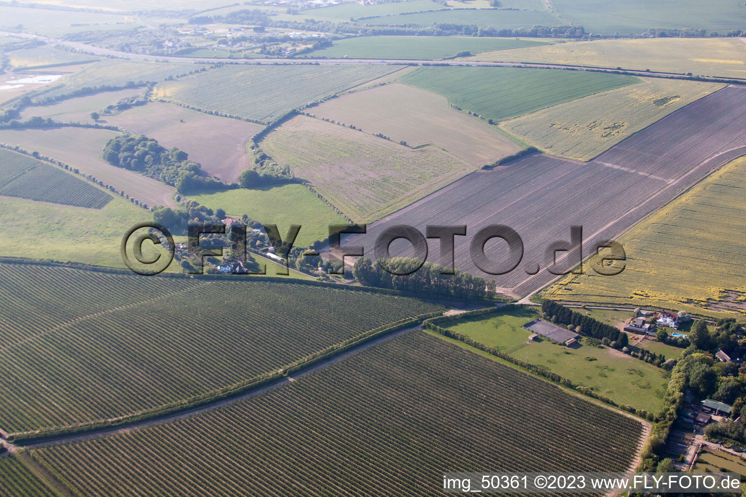 Aerial view of Chislet in the state England, Great Britain