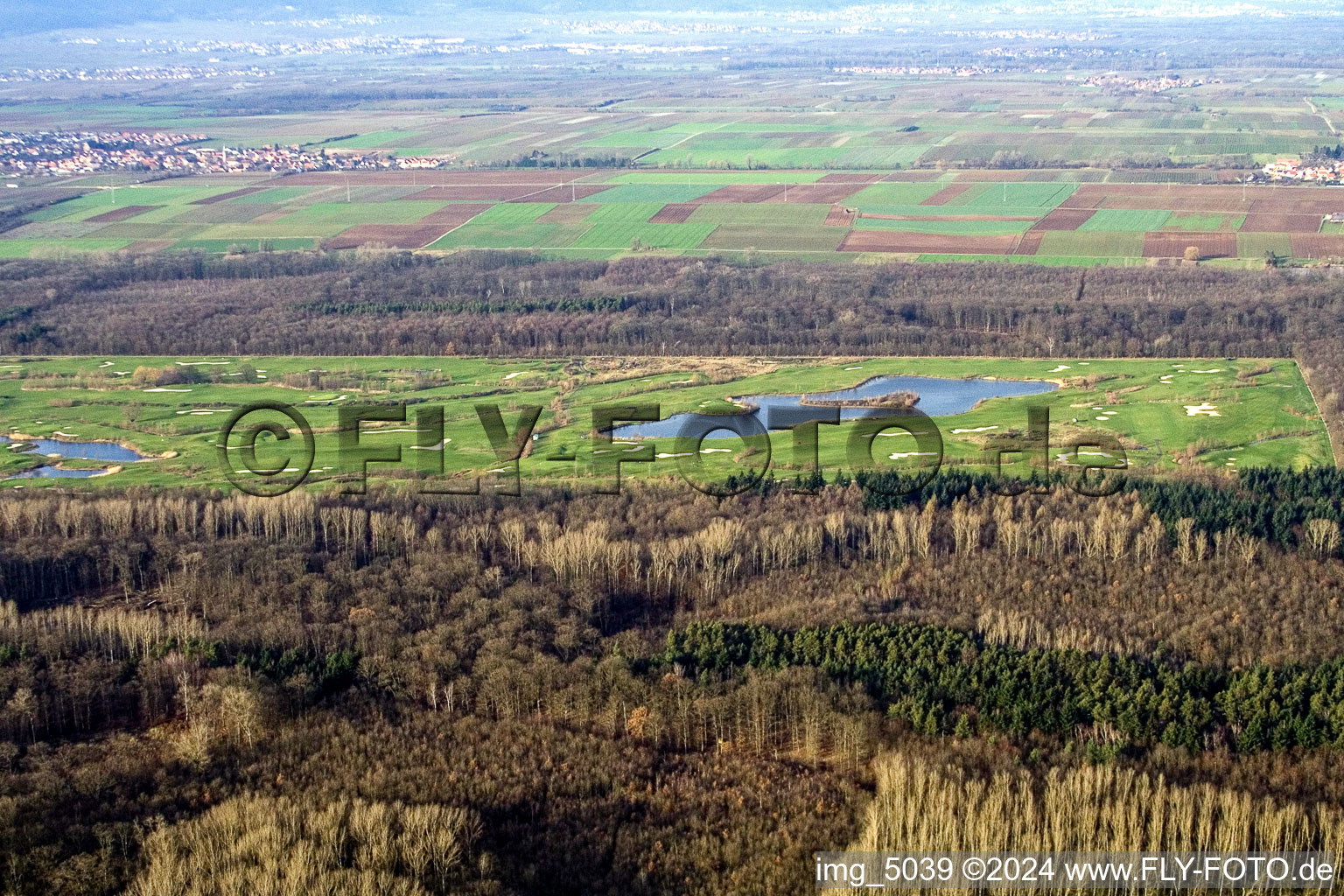 Grounds of the Golf course at Golfanlage Landgut Dreihof in Essingen in the state Rhineland-Palatinate out of the air