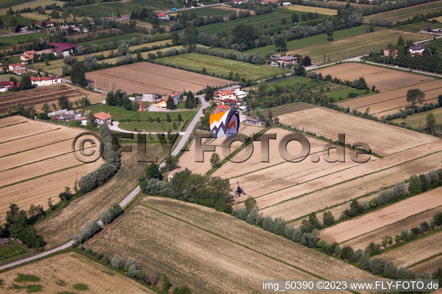 Aerial view of Settimo in the state Veneto, Italy