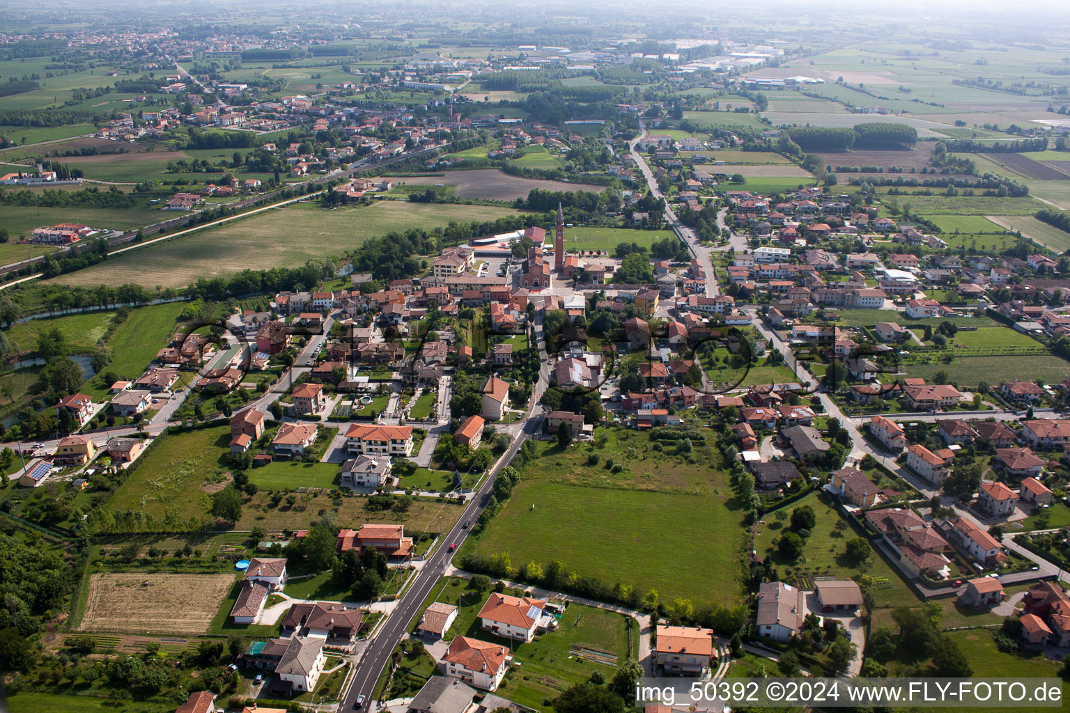 Aerial photograpy of Pescincanna in the state Friuli Venezia Giulia, Italy