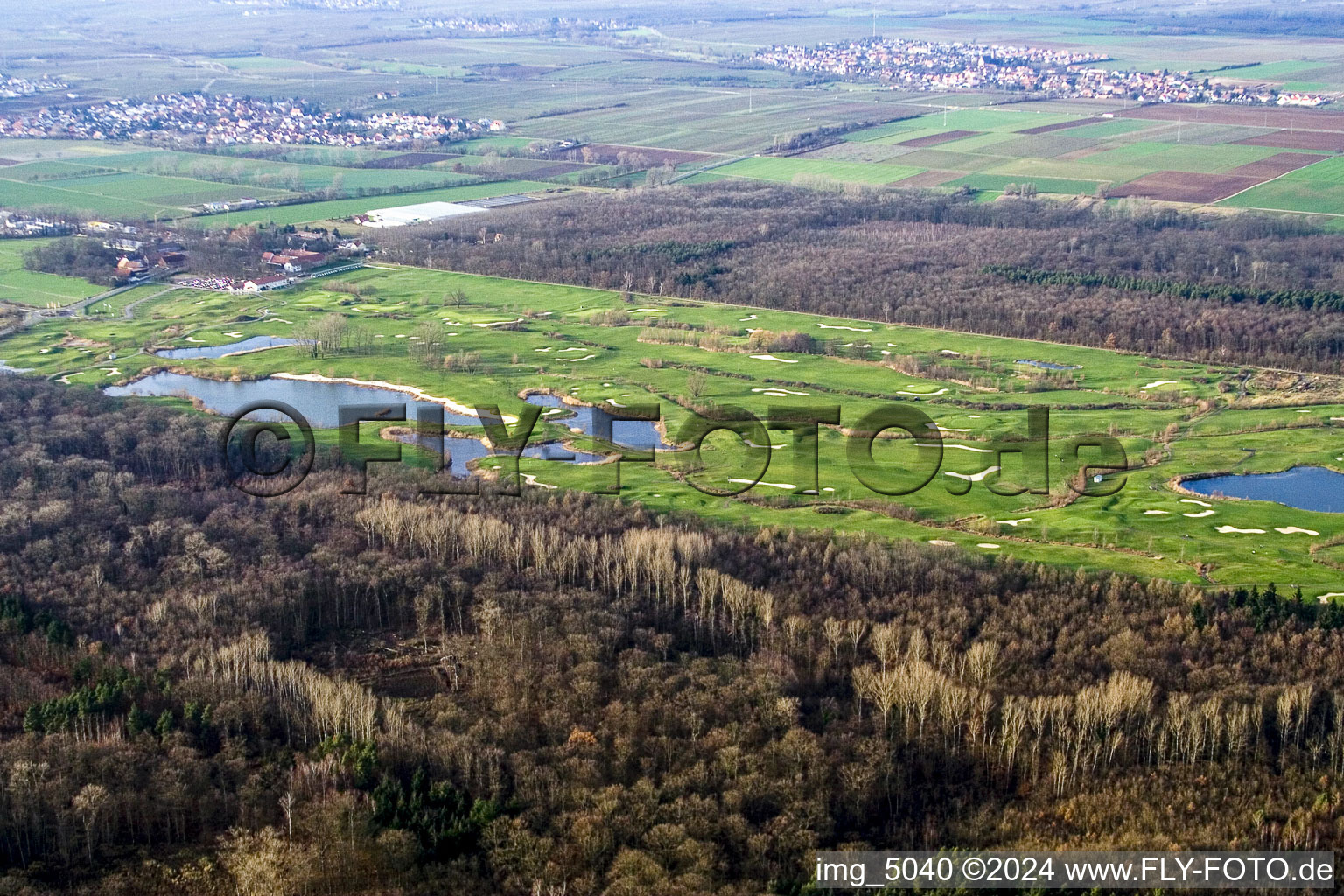 Oblique view of Golf Club Landgut Dreihof SÜW in Essingen in the state Rhineland-Palatinate, Germany