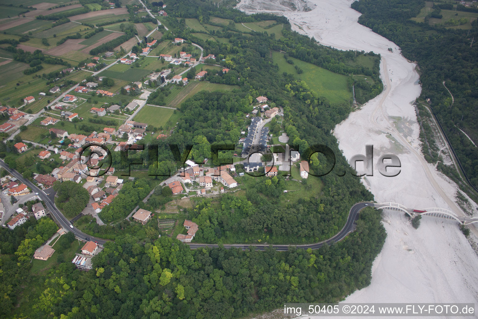 Aerial view of Calle in the state Friuli Venezia Giulia, Italy