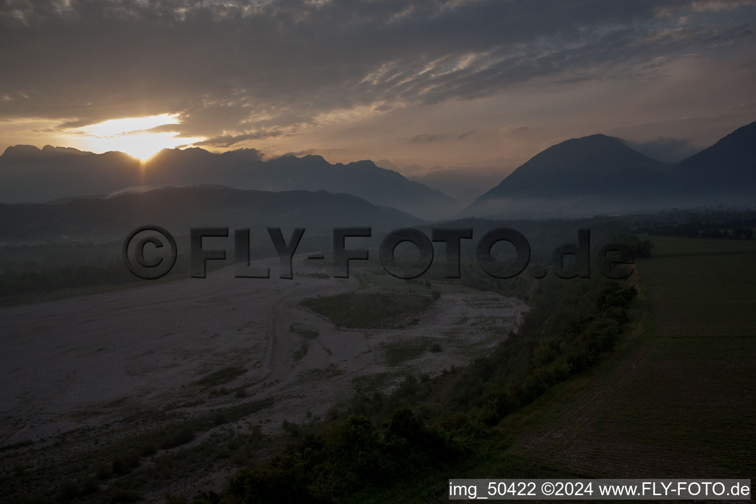 TagliamentO in Solimbergo in the state Friuli Venezia Giulia, Italy from above