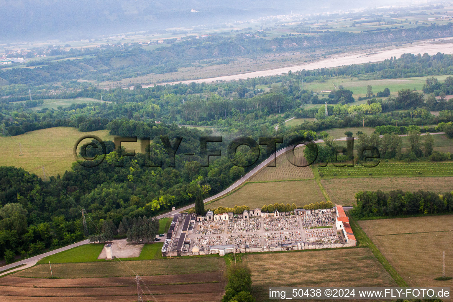 Cavasso Nuovo in the state Pordenone, Italy seen from above