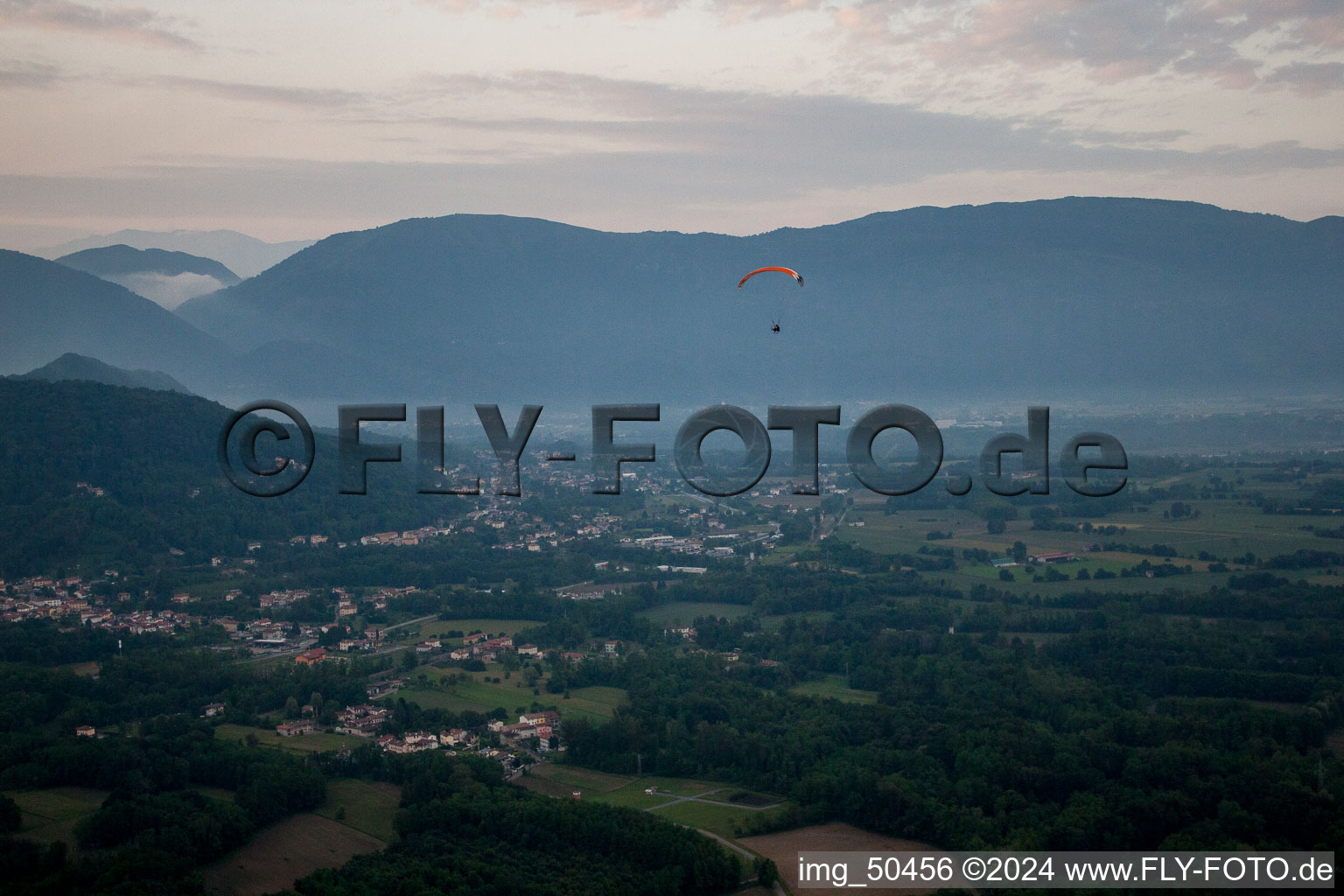 Aerial view of Boscarini in the state Friuli Venezia Giulia, Italy