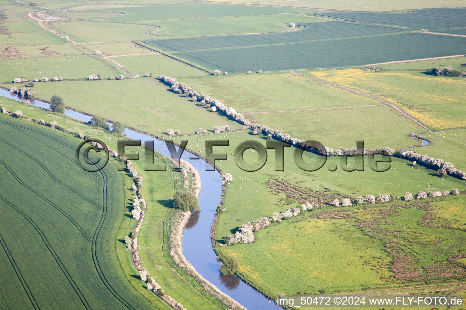 Monkton in the state England, Great Britain from the plane