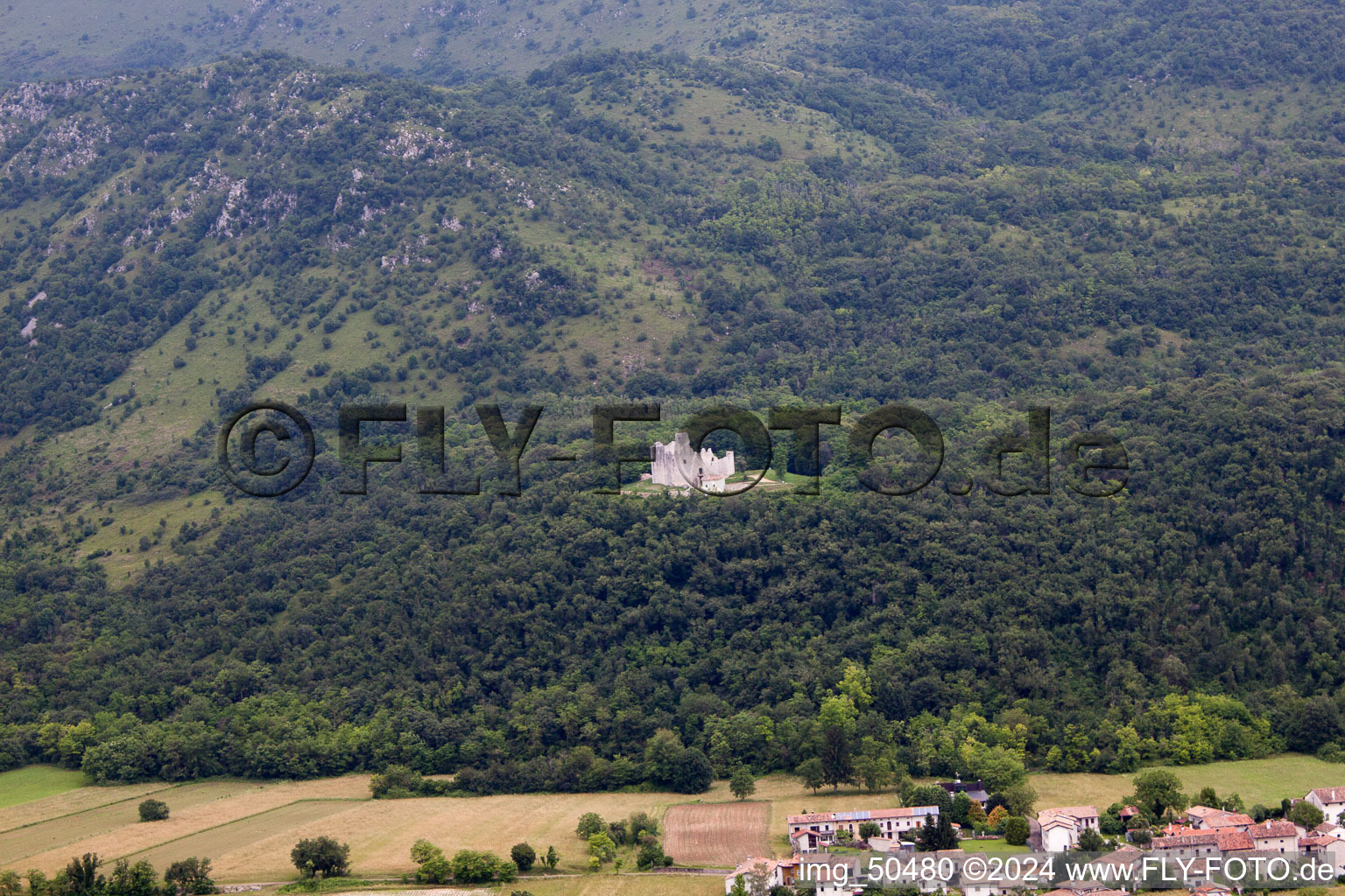 Oblique view of Toppo in the state Friuli Venezia Giulia, Italy