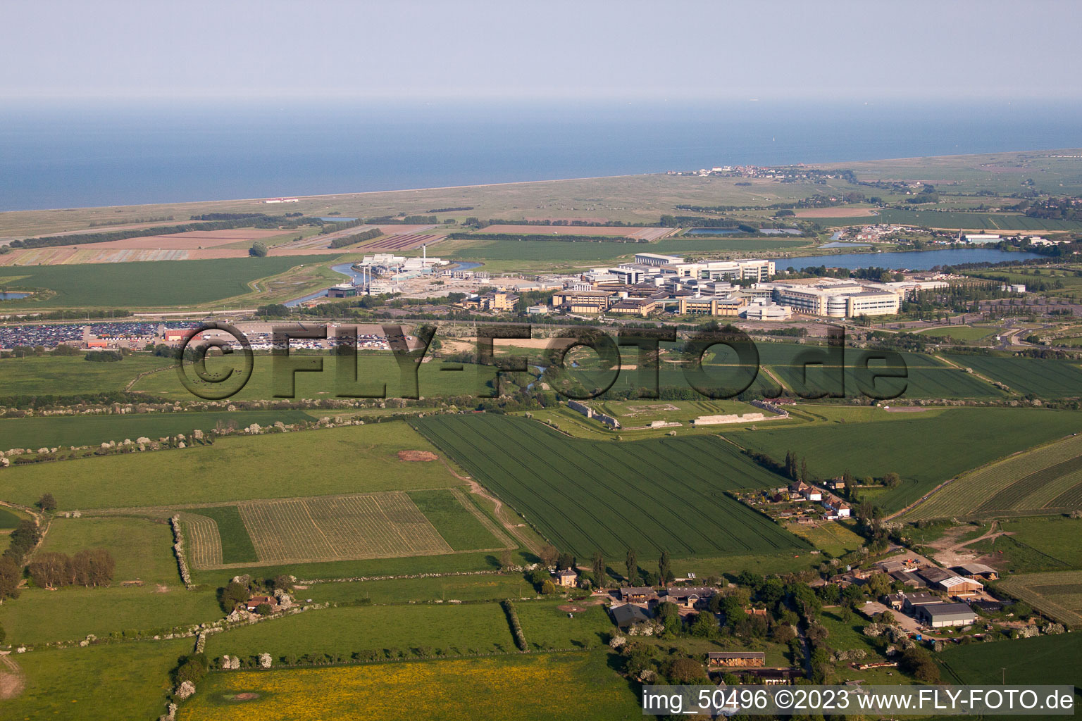 Aerial view of Richborough in the state England, Great Britain