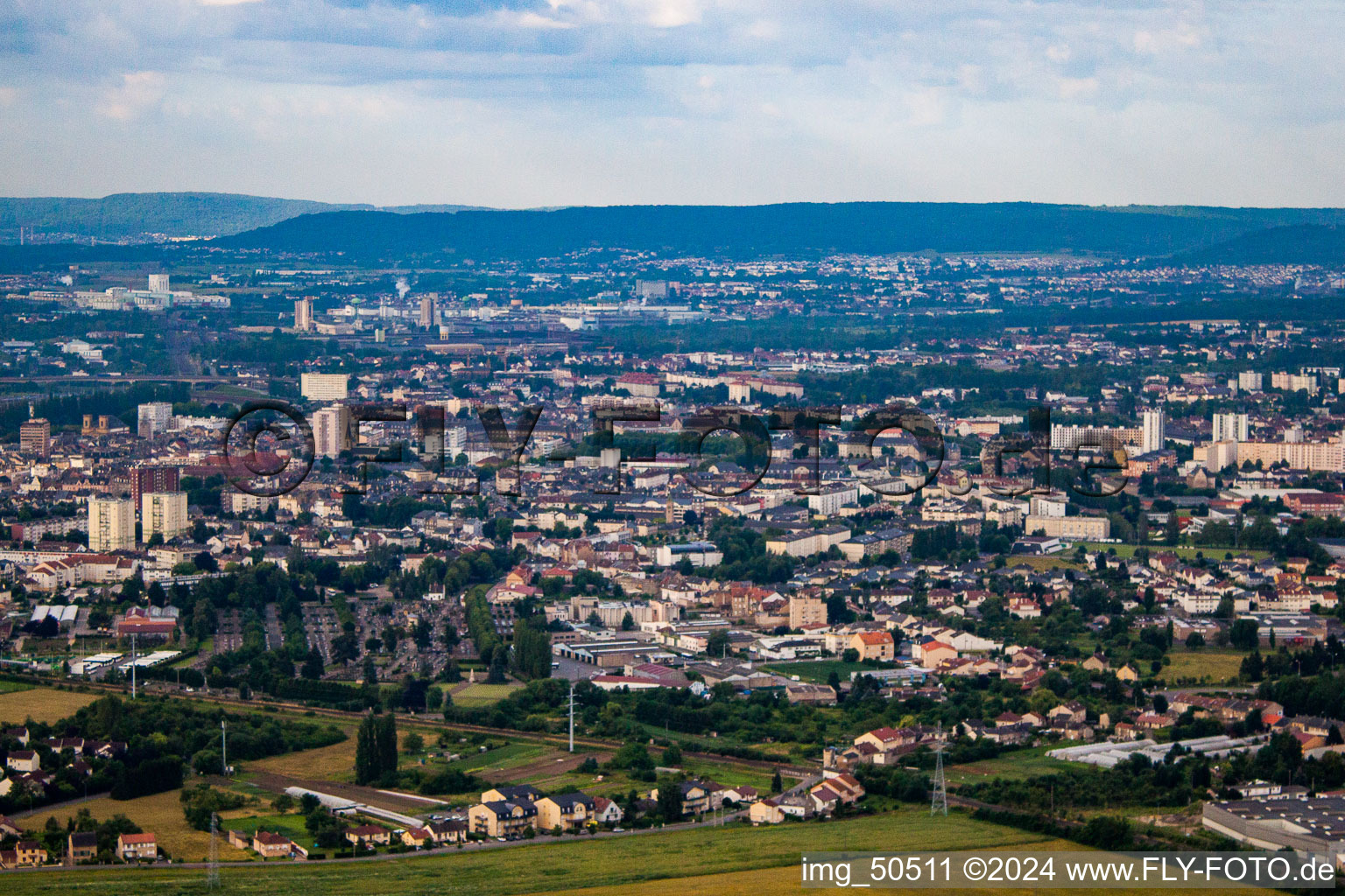 Oblique view of Thionville in the state Moselle, France