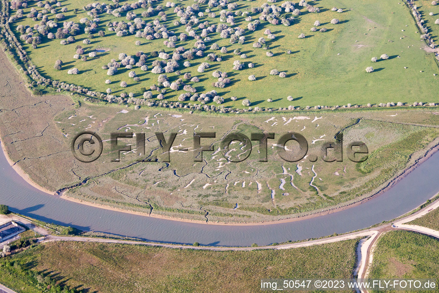 Aerial photograpy of Great Stonar in the state England, Great Britain