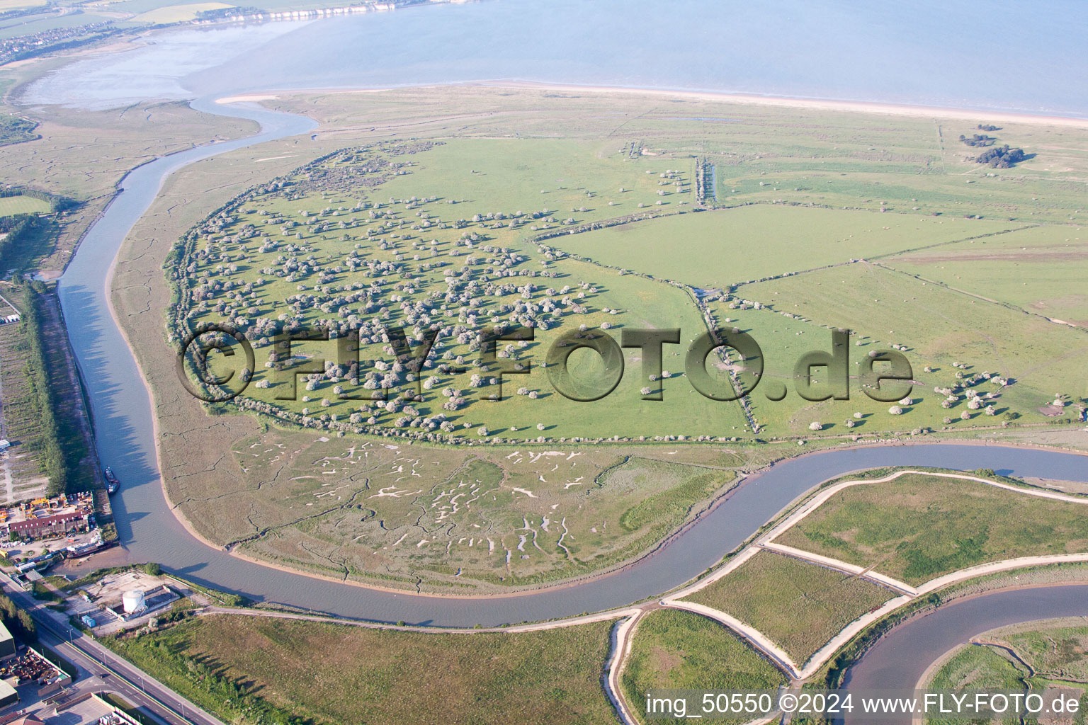 Oblique view of Great Stonar in the state England, Great Britain