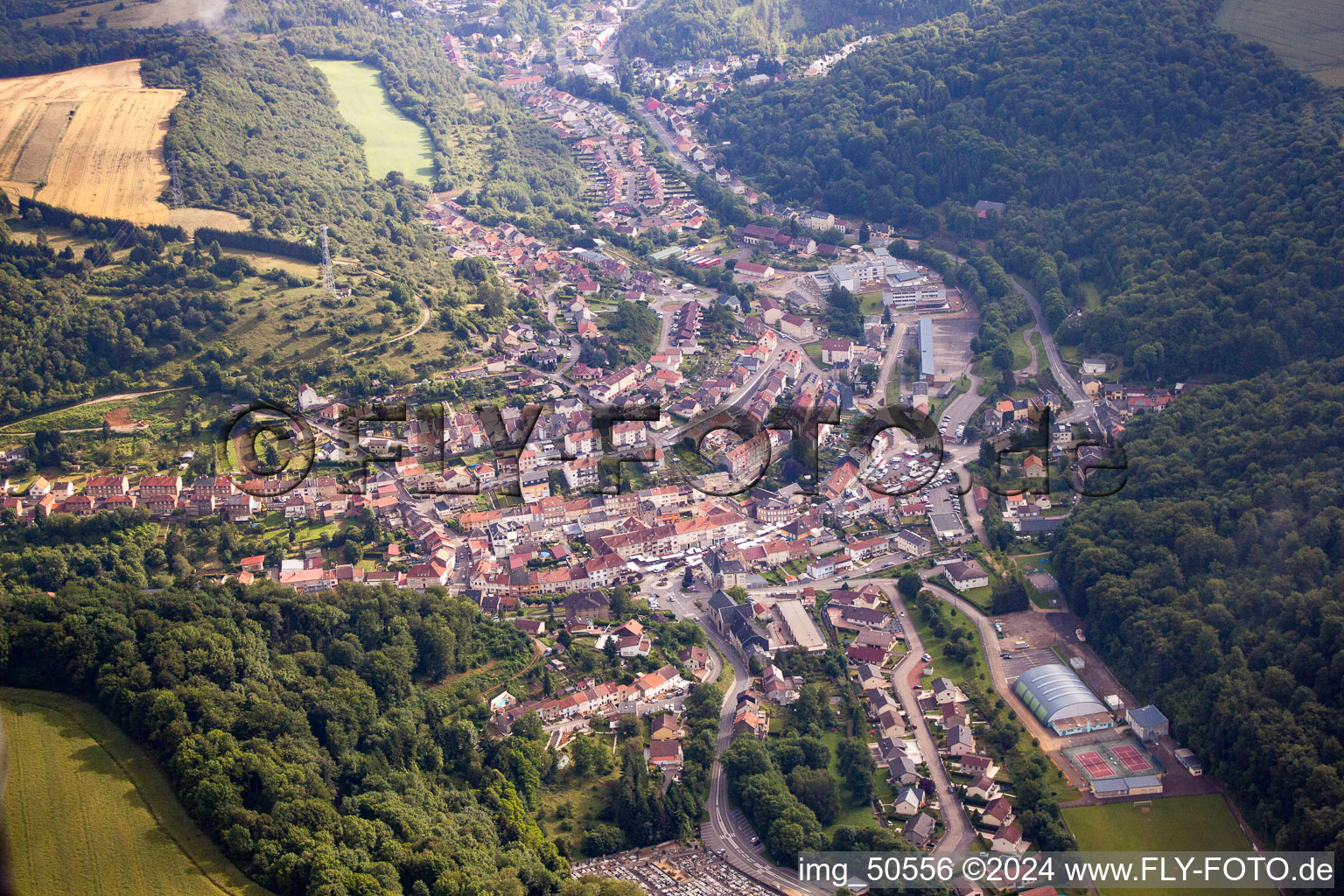 Town View of the streets and houses of the residential areas in Ottange in Grand Est, France