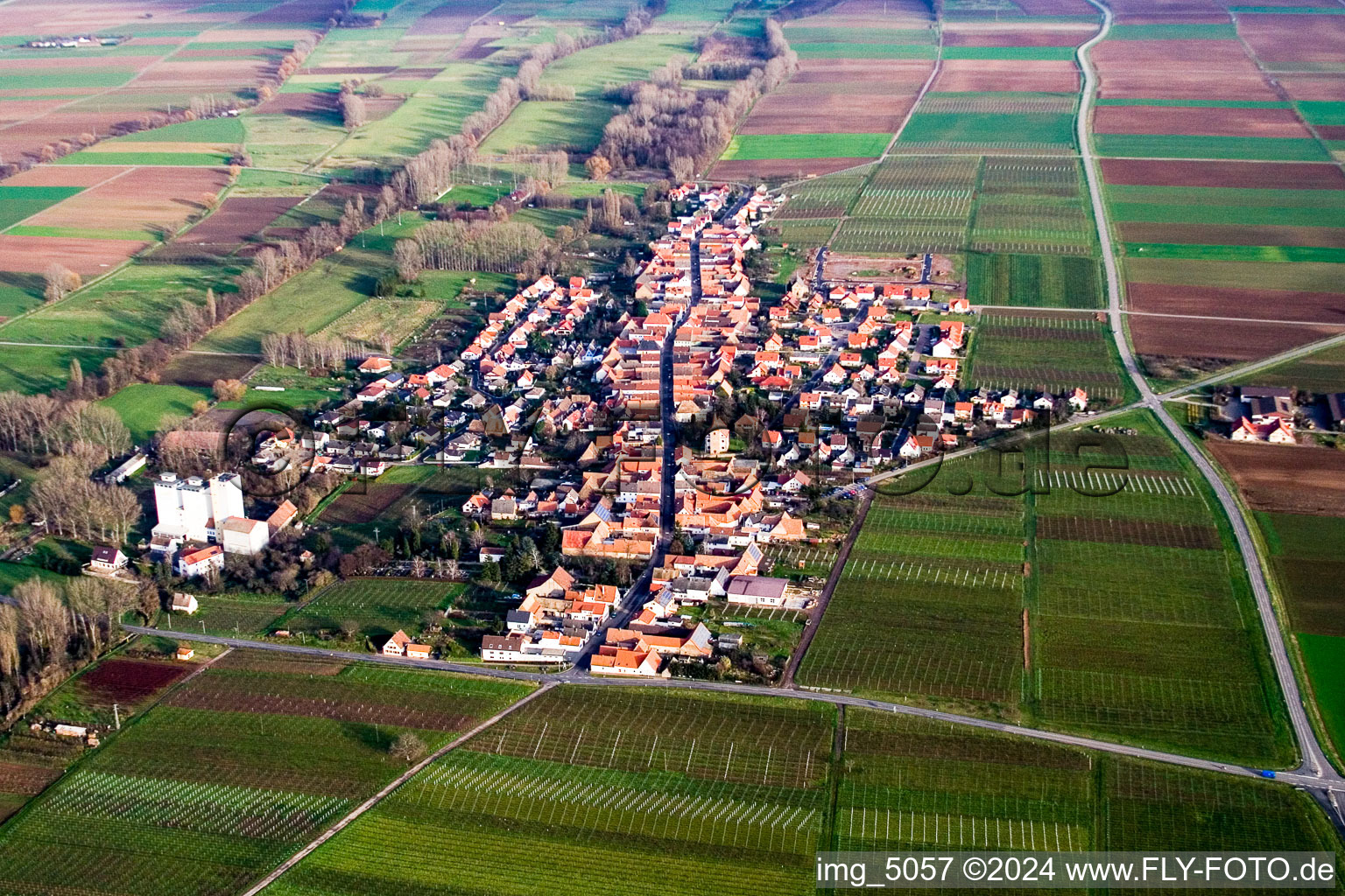 Oblique view of Freimersheim in the state Rhineland-Palatinate, Germany