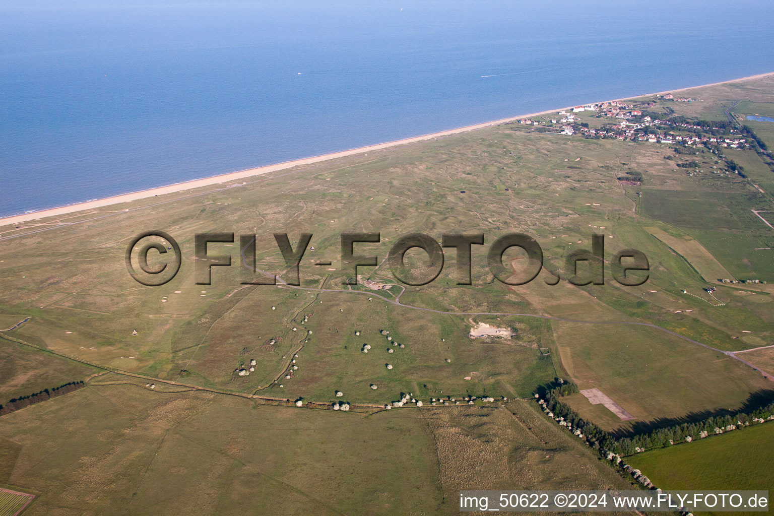 Aerial view of Great Stonar in the state England, Great Britain