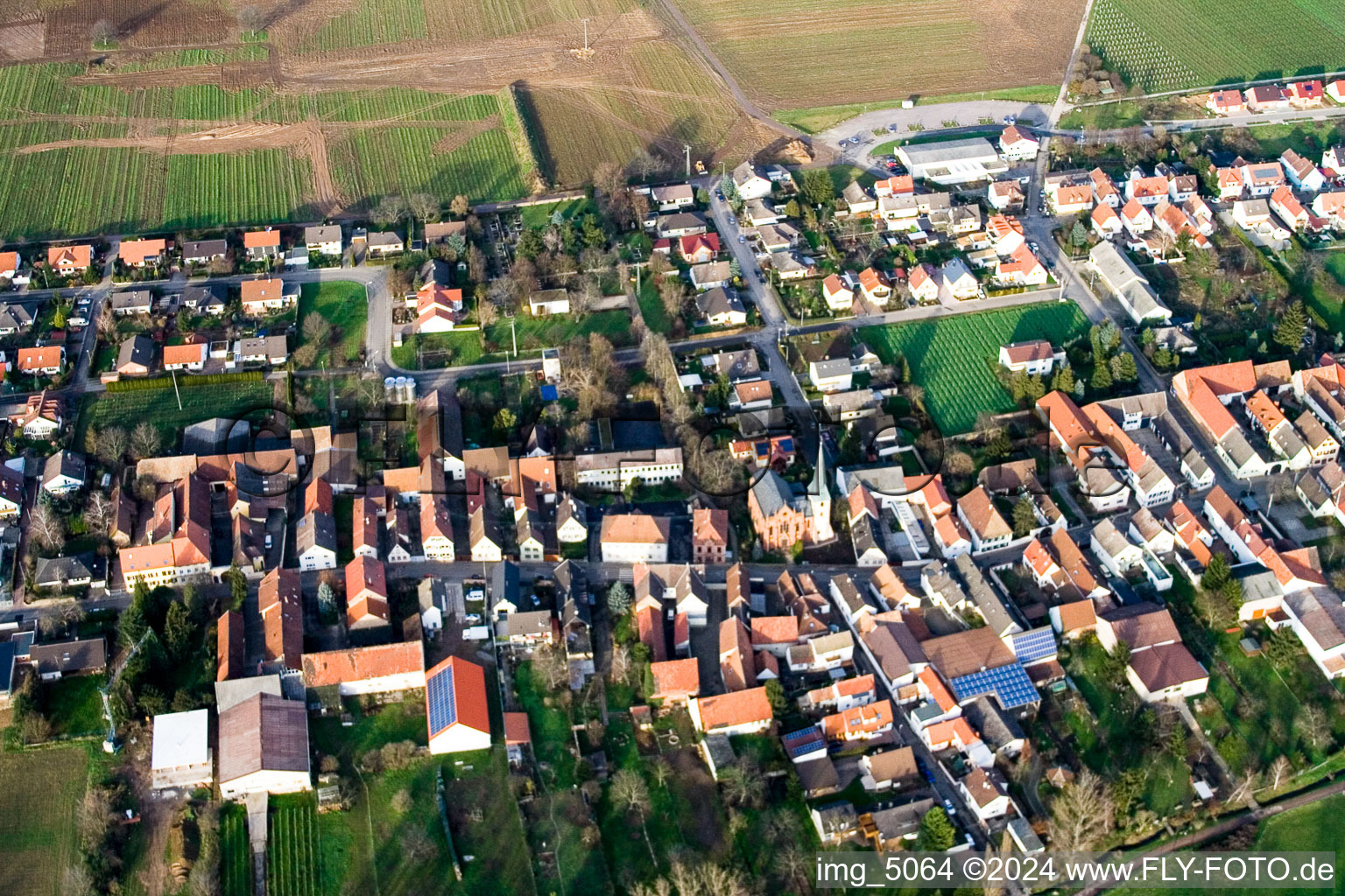 Aerial photograpy of Village view in the district Duttweiler in Neustadt an der Weinstraße in the state Rhineland-Palatinate, Germany