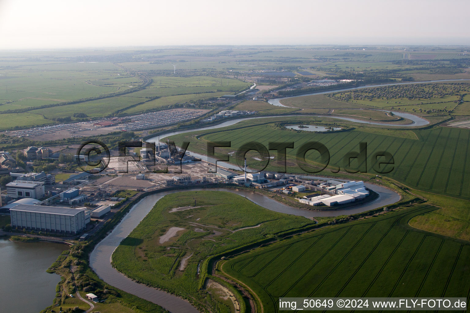 Aerial view of Course of theRiver Gandren separating Luxembourg from Lorraine in Beyren-lA?s-Sierck in Alsace-Champagne-Ardenne-Lorraine, France