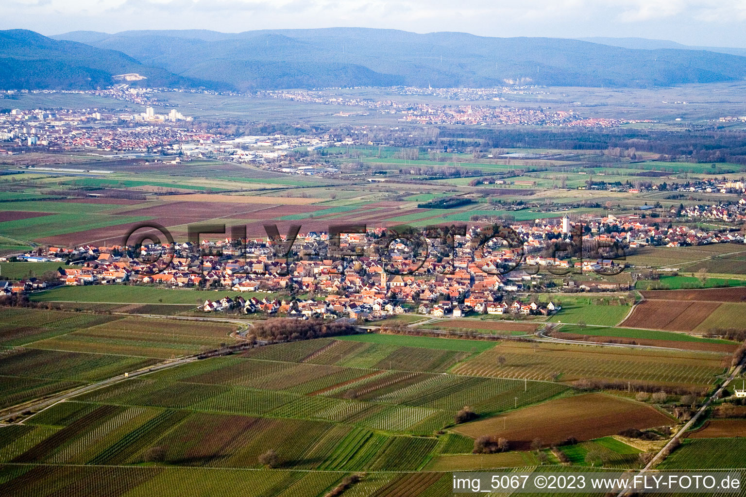 District Lachen in Neustadt an der Weinstraße in the state Rhineland-Palatinate, Germany from the drone perspective