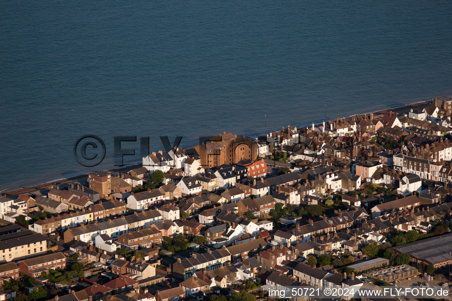 Drone recording of Deal in the state England, Great Britain