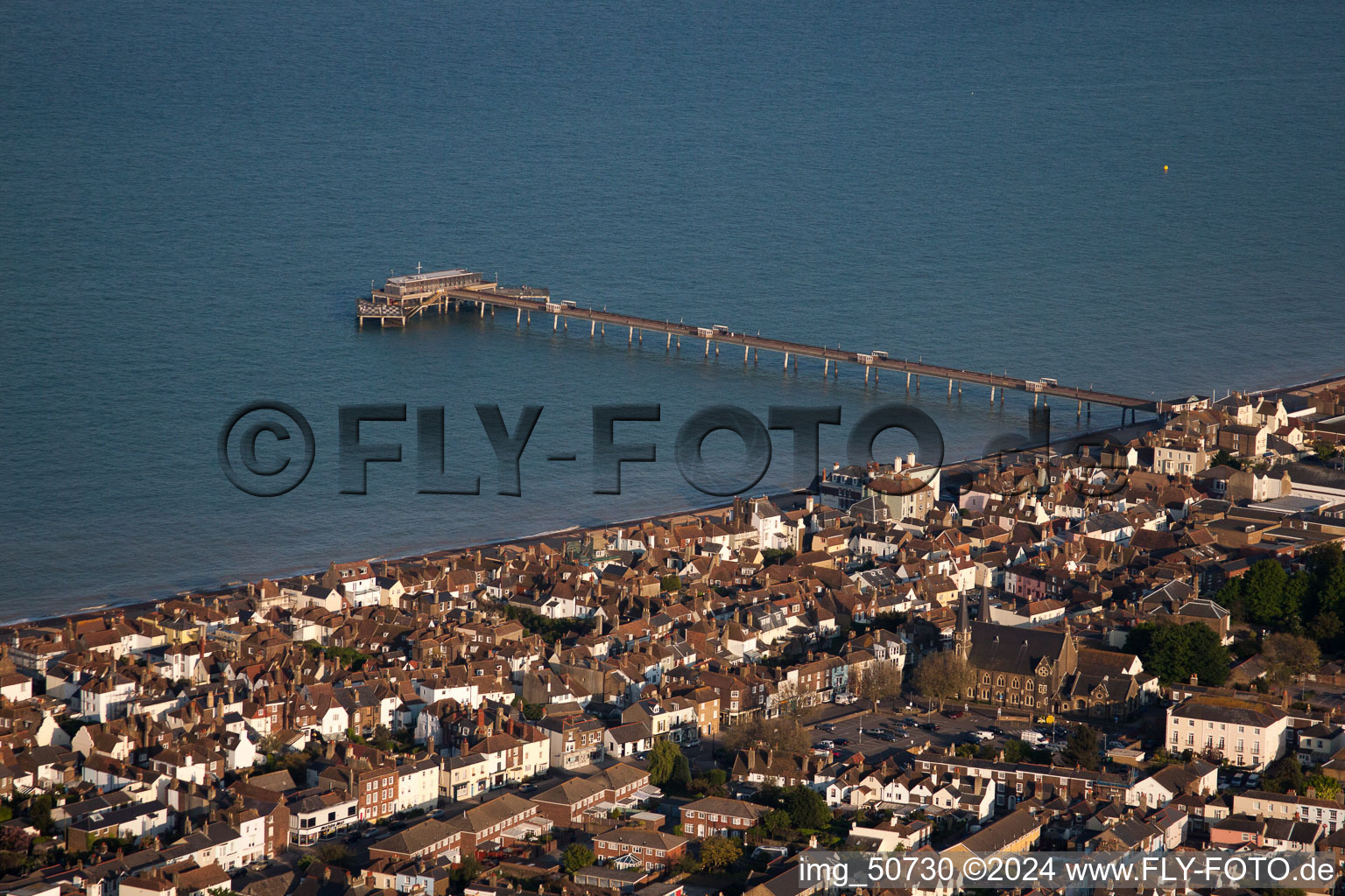 Sand and beach landscape on the pier of channel in Deal in England, United Kingdom