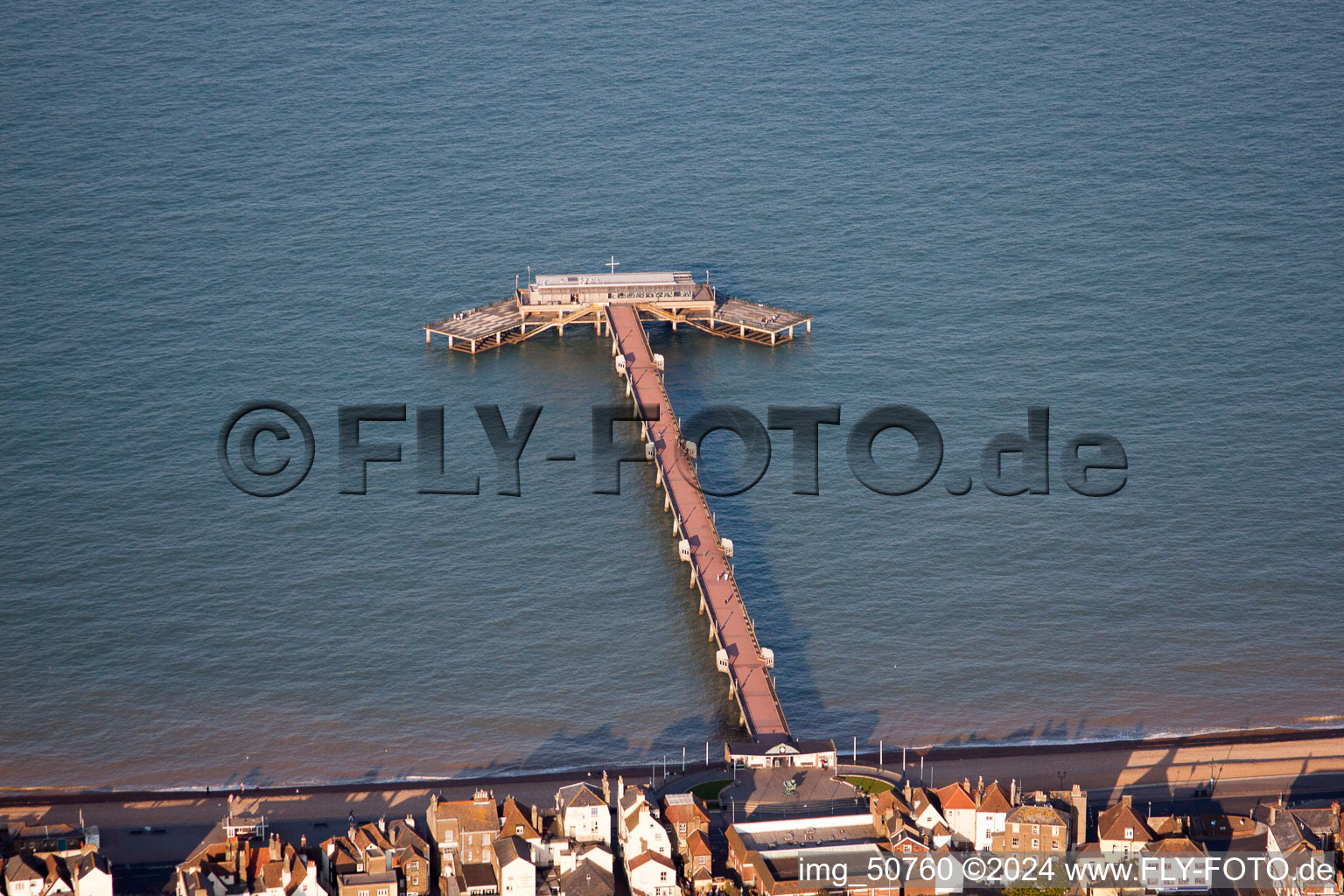 Aerial view of Sand and beach landscape on the pier of channel in Deal in England, United Kingdom