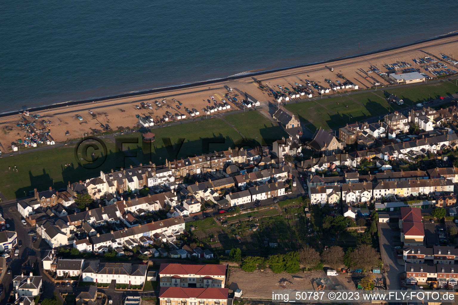 Aerial view of Deal in the state England, Great Britain