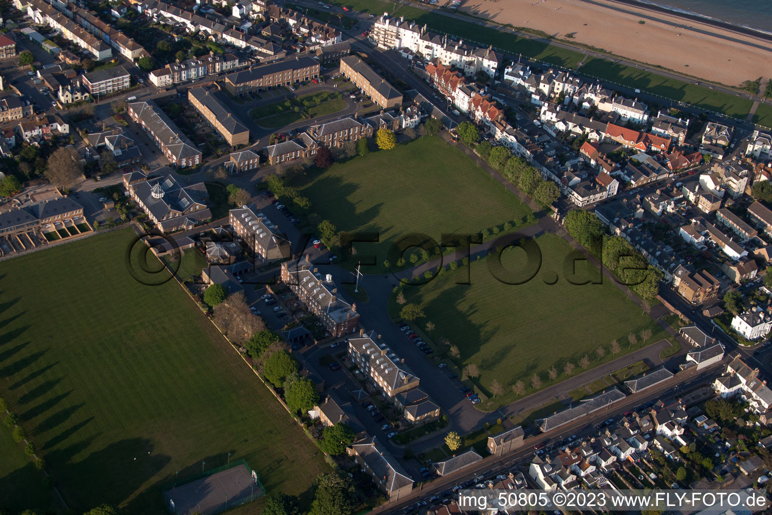 Aerial view of Walmer in the state England, Great Britain