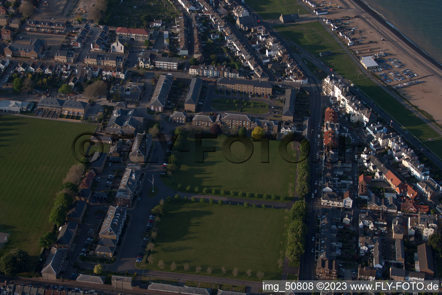 Aerial photograpy of Walmer in the state England, Great Britain