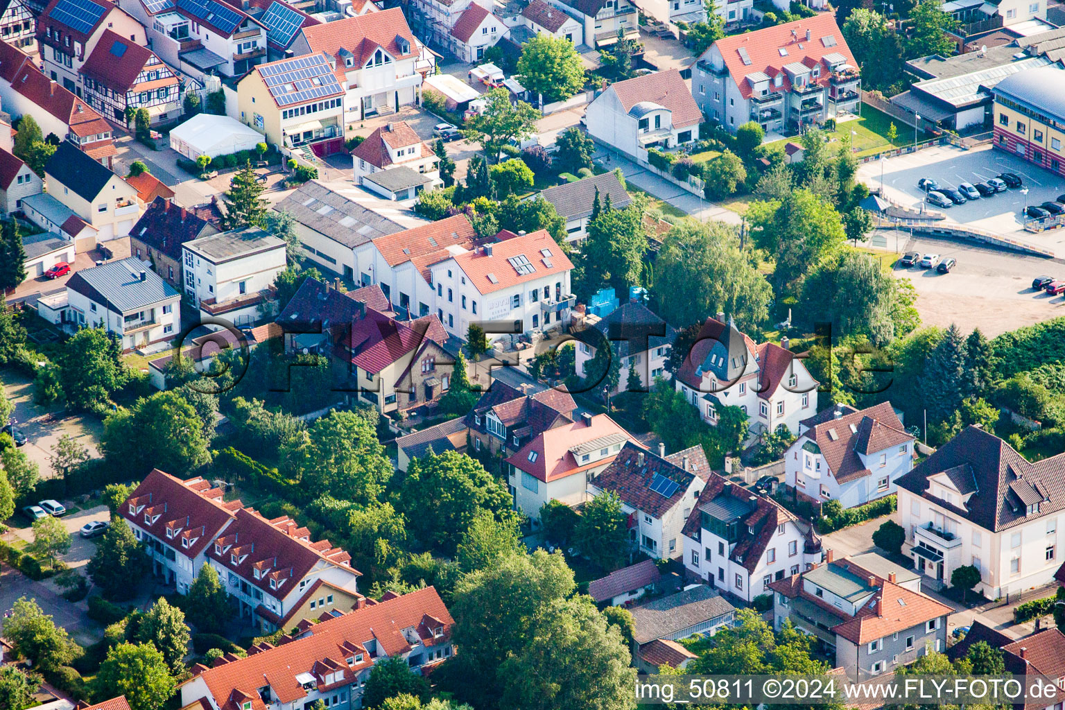 Bismarckstr in Kandel in the state Rhineland-Palatinate, Germany from a drone