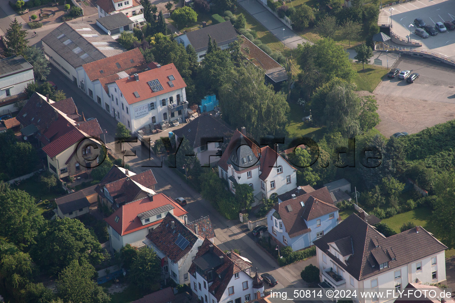 Bismarckstr in Kandel in the state Rhineland-Palatinate, Germany seen from a drone