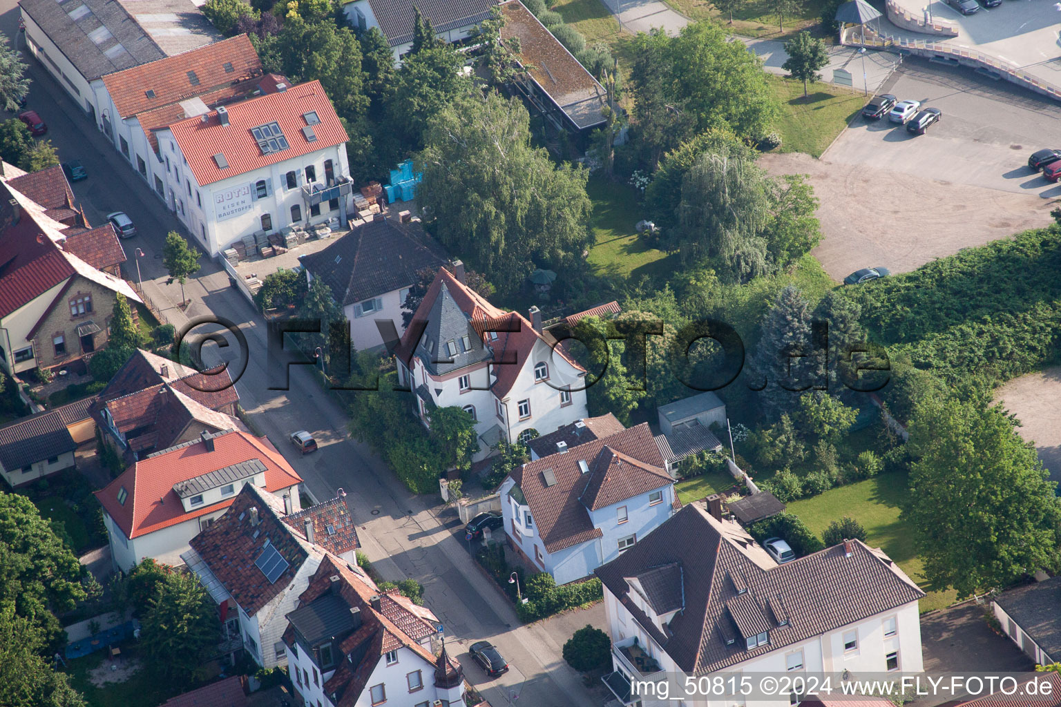 Aerial view of Bismarckstr in Kandel in the state Rhineland-Palatinate, Germany