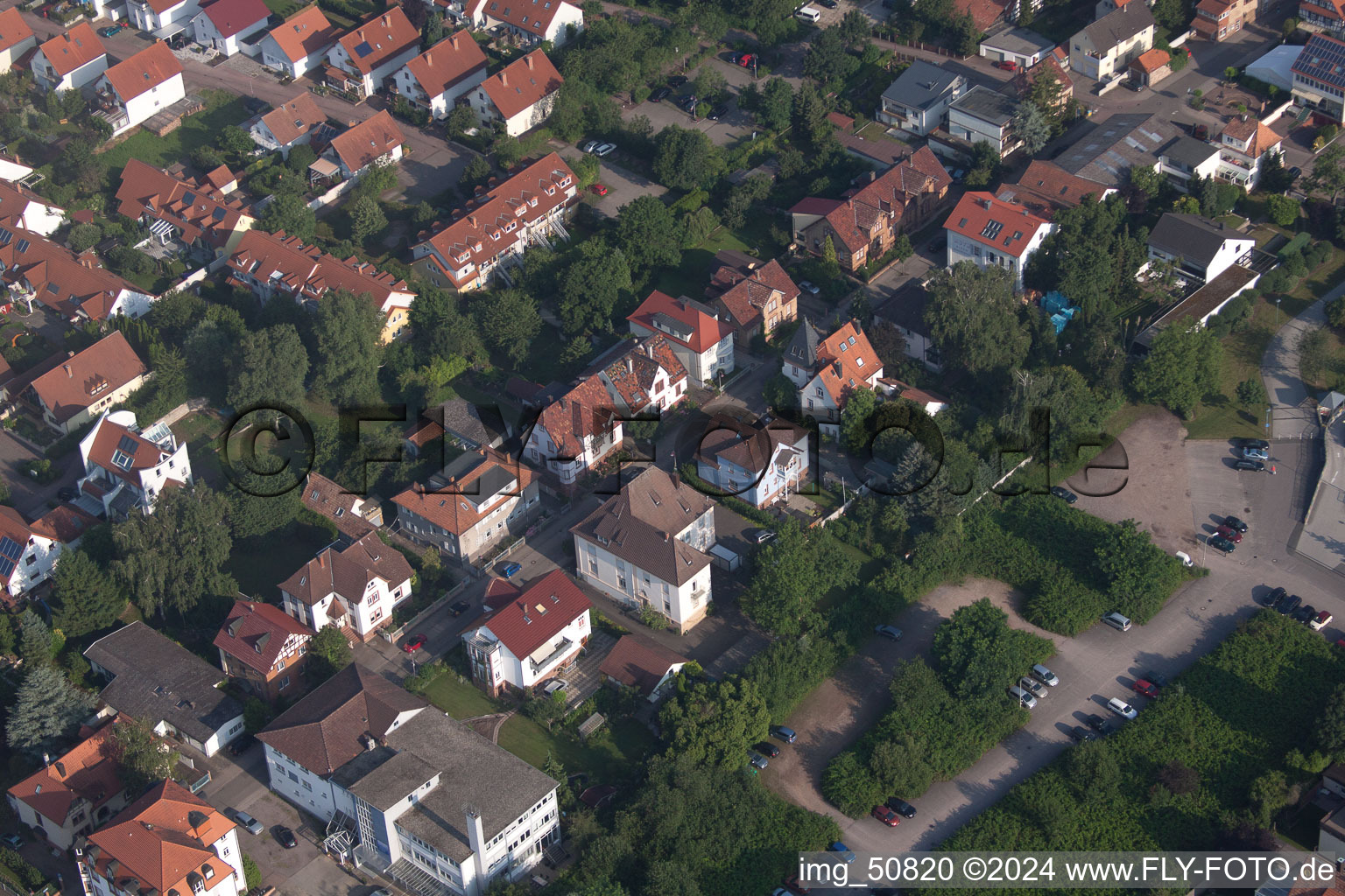 Aerial view of Bismarckstr in Kandel in the state Rhineland-Palatinate, Germany