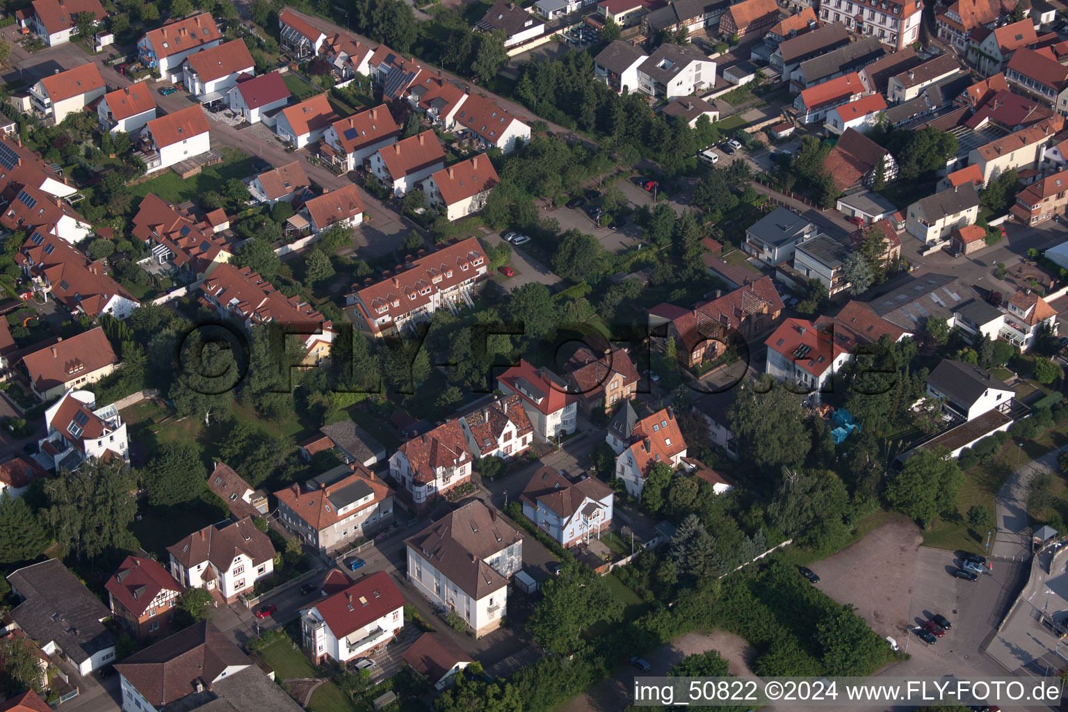 Oblique view of Bismarckstr in Kandel in the state Rhineland-Palatinate, Germany