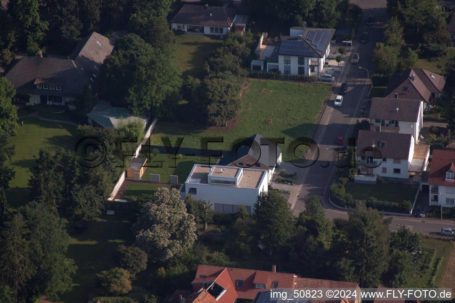 Luxury villa in residential area of single-family settlement in of Eichendorffstrasse in Kandel in the state Rhineland-Palatinate, Germany