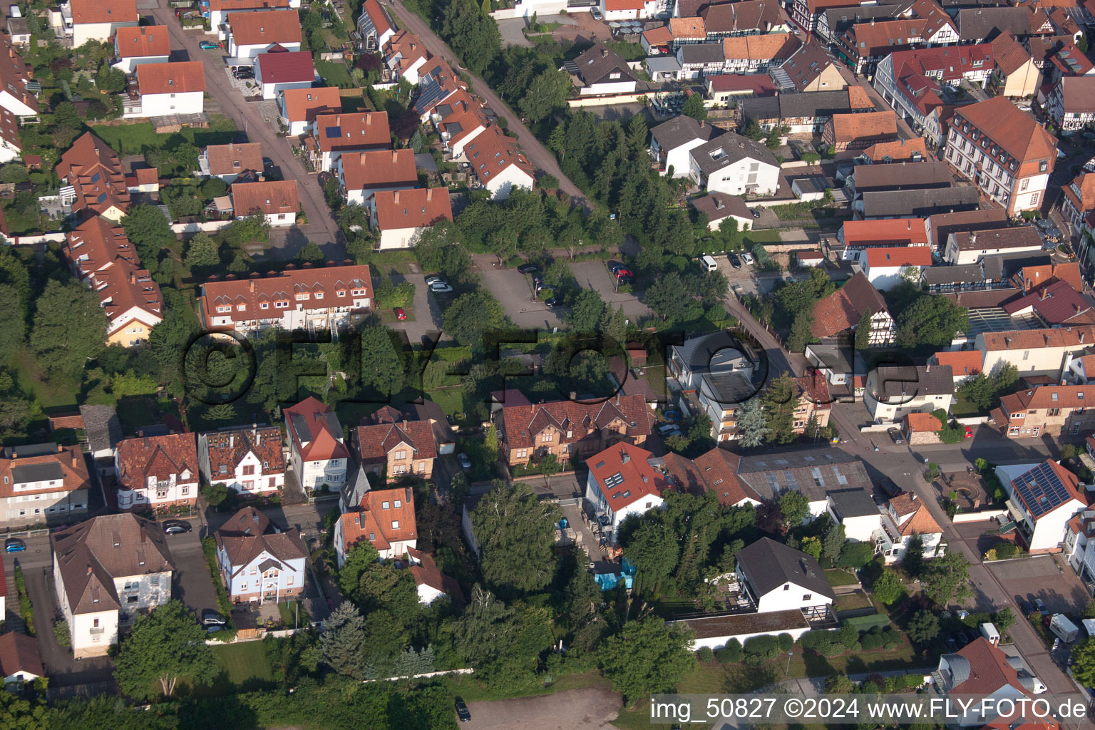 Bismarckstr in Kandel in the state Rhineland-Palatinate, Germany from above