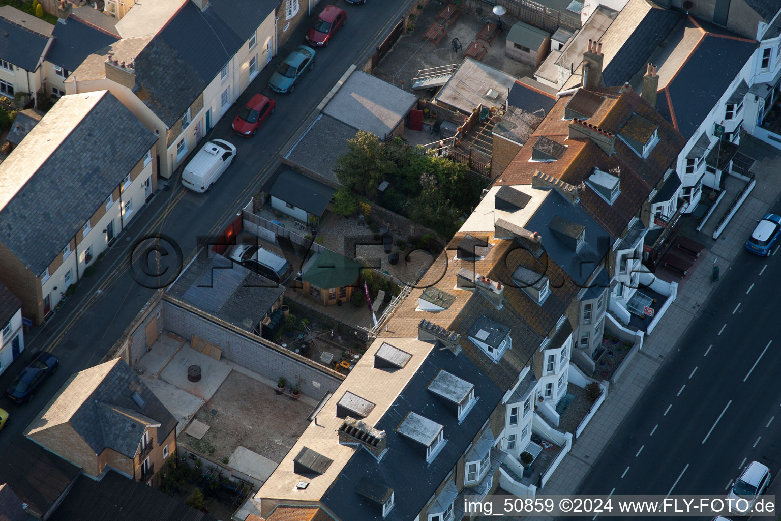 Aerial view of Deal in the state England, Great Britain