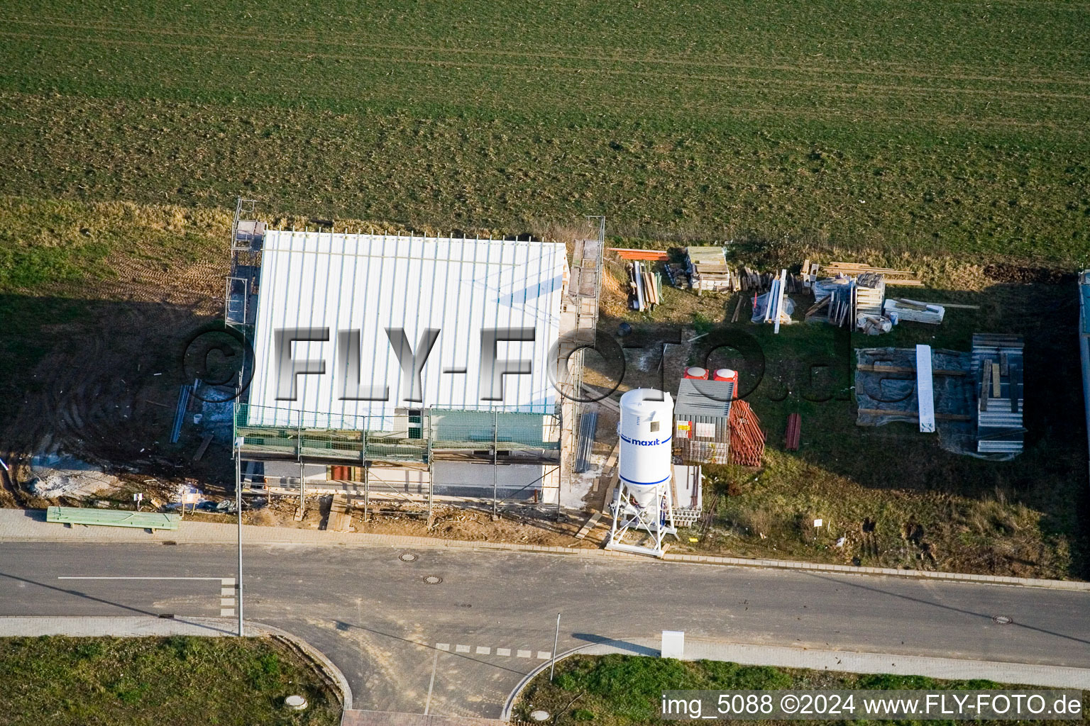 Aerial photograpy of New development area NO in the district Schaidt in Wörth am Rhein in the state Rhineland-Palatinate, Germany