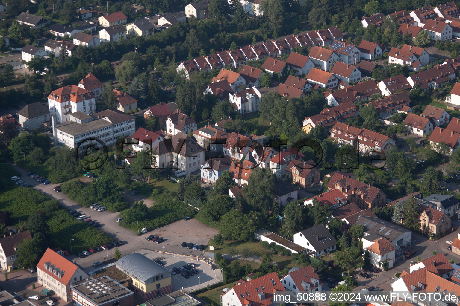 Bismarckstr in Kandel in the state Rhineland-Palatinate, Germany seen from above