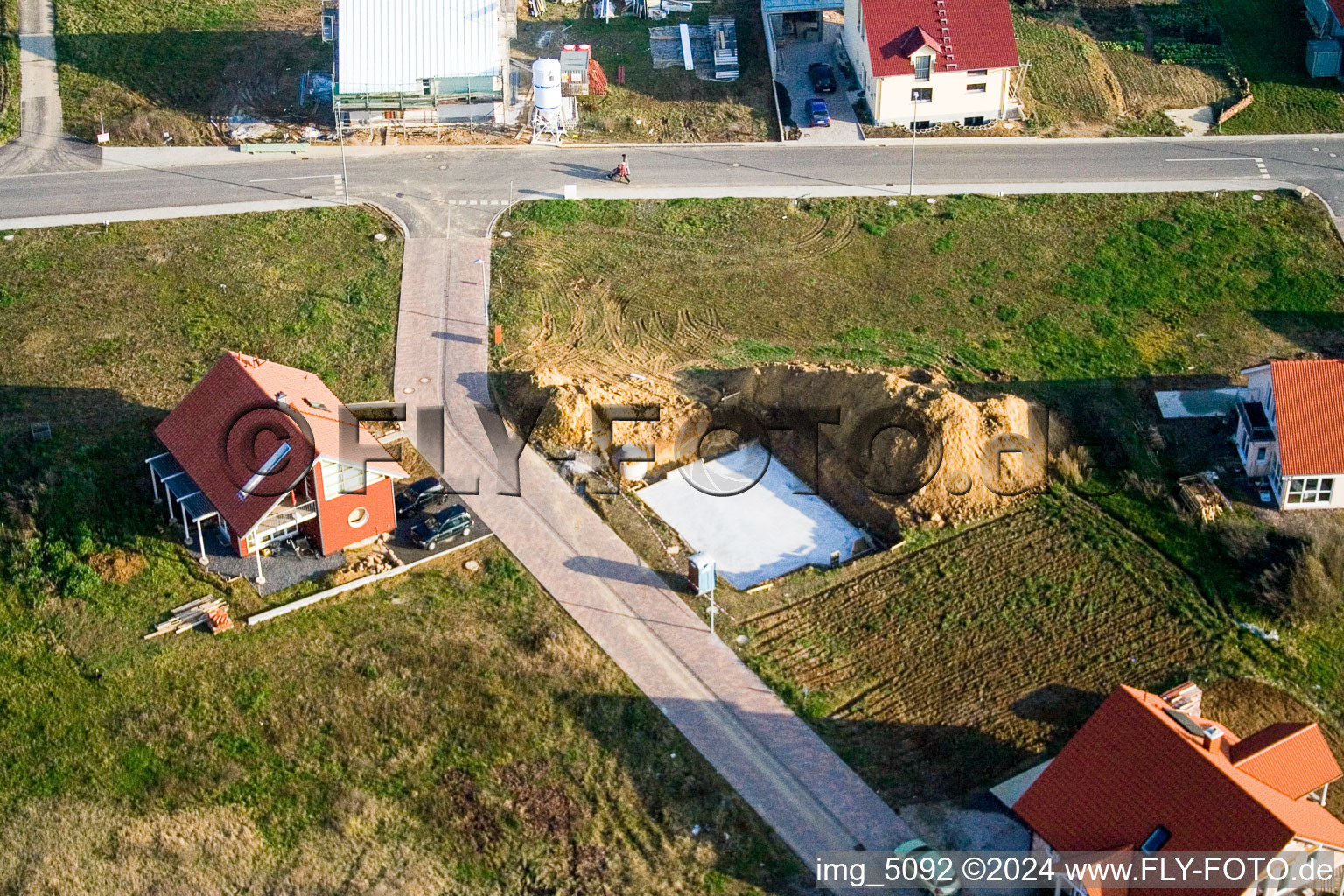 New development area NO in the district Schaidt in Wörth am Rhein in the state Rhineland-Palatinate, Germany from above