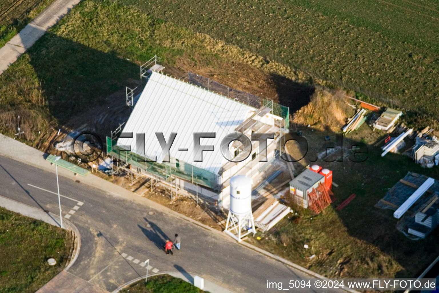 New development area NO in the district Schaidt in Wörth am Rhein in the state Rhineland-Palatinate, Germany seen from above