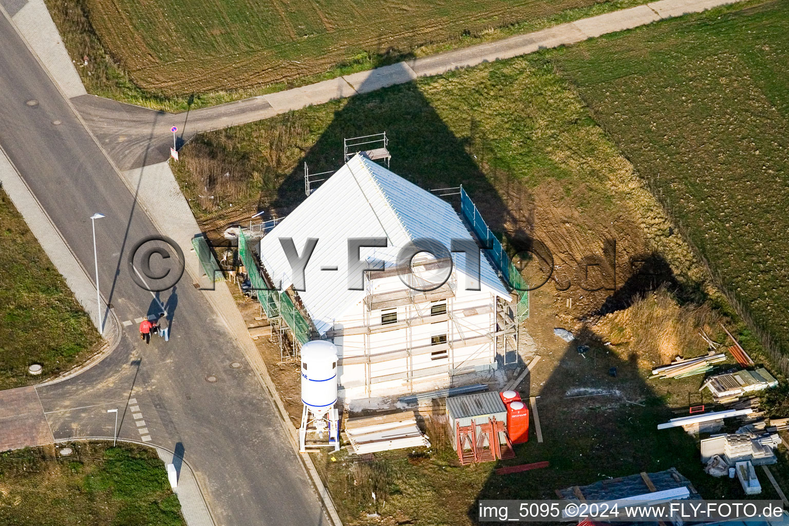 New development area NE in the district Schaidt in Wörth am Rhein in the state Rhineland-Palatinate, Germany from the plane