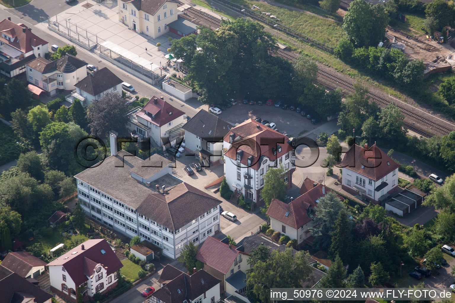 Bird's eye view of Bismarckstr in Kandel in the state Rhineland-Palatinate, Germany