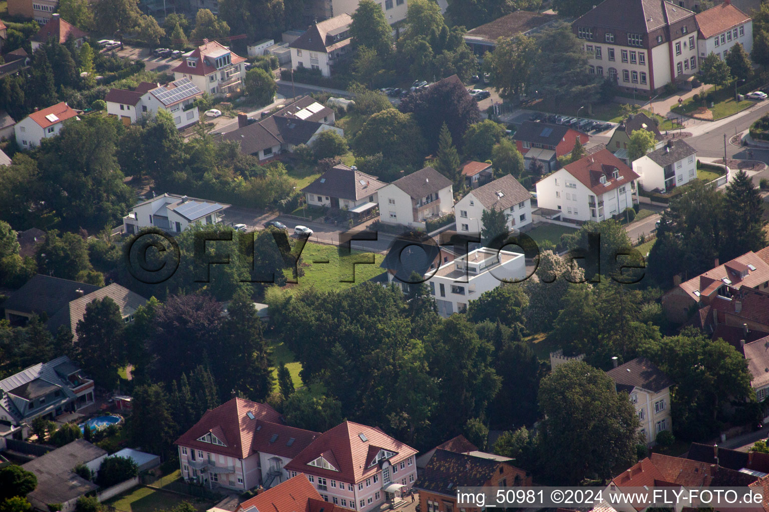 Aerial view of Eichendorffstr in Kandel in the state Rhineland-Palatinate, Germany