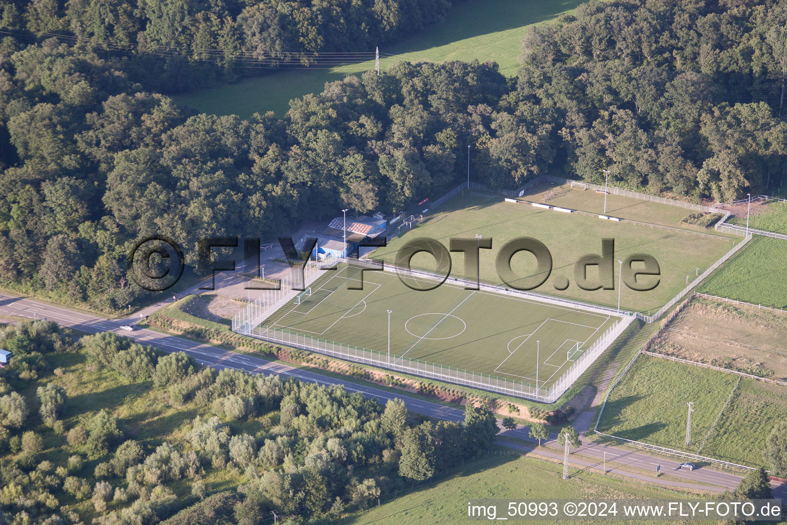 Sports fields in the district Minderslachen in Kandel in the state Rhineland-Palatinate, Germany