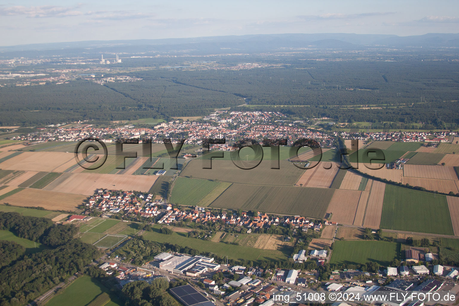 Kandel in the state Rhineland-Palatinate, Germany from the plane