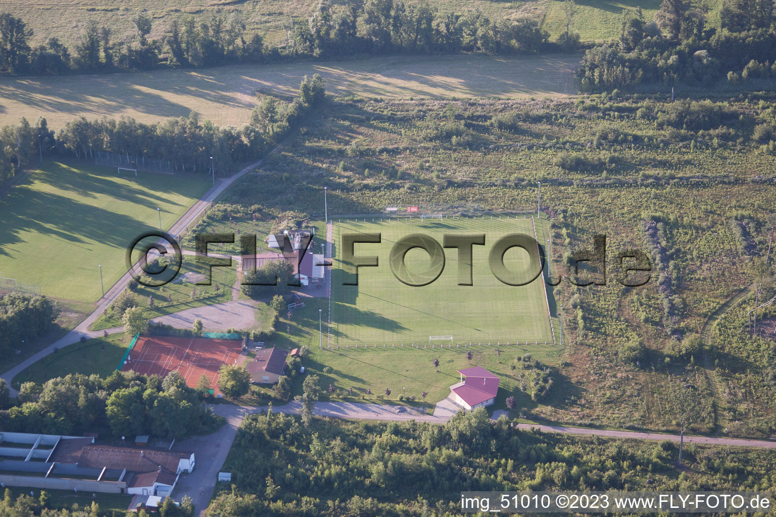 Aerial photograpy of Sports fields in Steinweiler in the state Rhineland-Palatinate, Germany