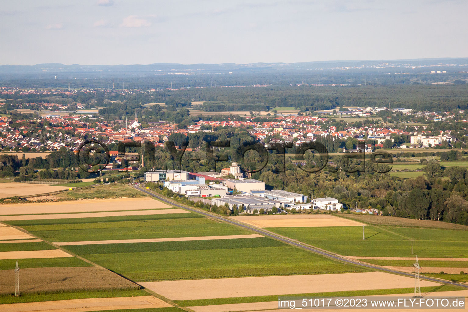 Industrial area West in the district Herxheim in Herxheim bei Landau in the state Rhineland-Palatinate, Germany out of the air